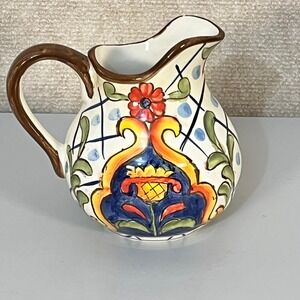Discontinued Maxera Pottery‎ 'Tuscan Jewel' Talavera Style Pottery Pitcher